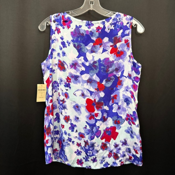 NEW Women’s XS Floral Sleeveless Blouse Top Watercolor Print Work Travel Spring - Picture 5 of 7